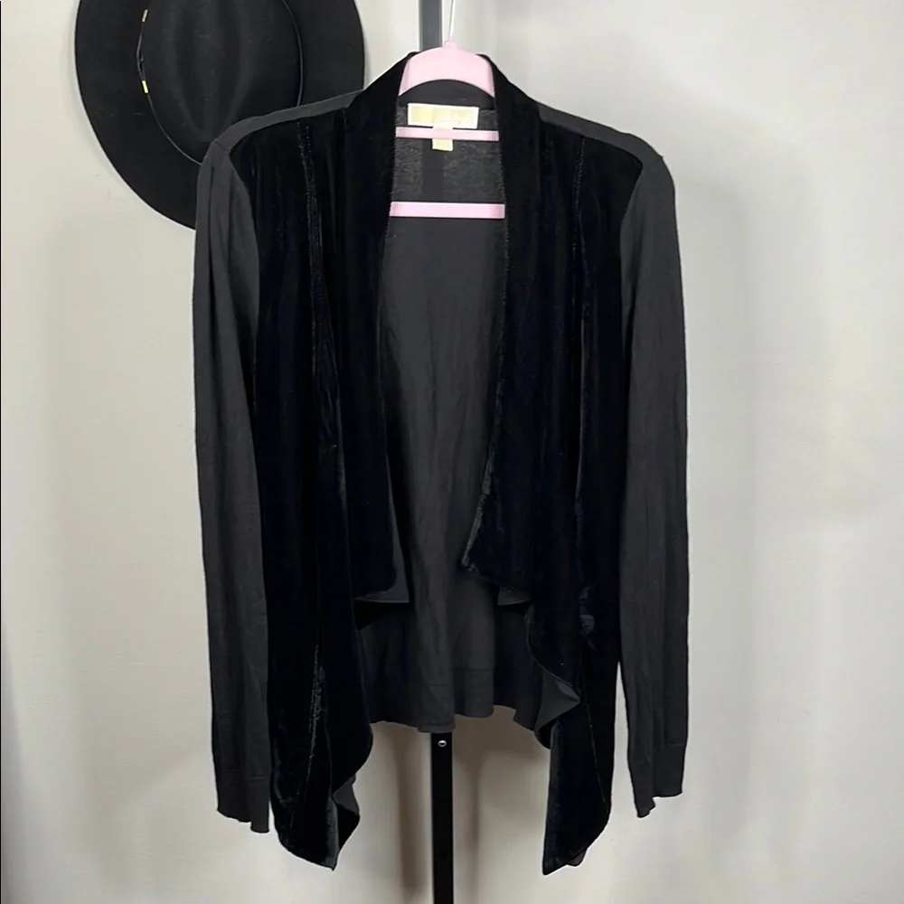Michael Kors Black Draped Open Front Jacket